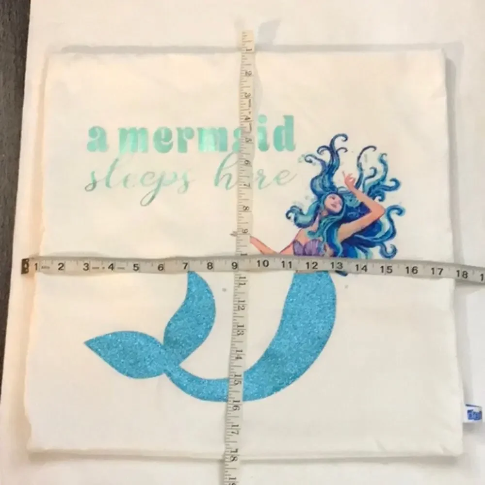 Dell “ A Mermaid Sleeps Here”  Pillow Cover NEW Fairycore Whimsy Cozy Mermaid